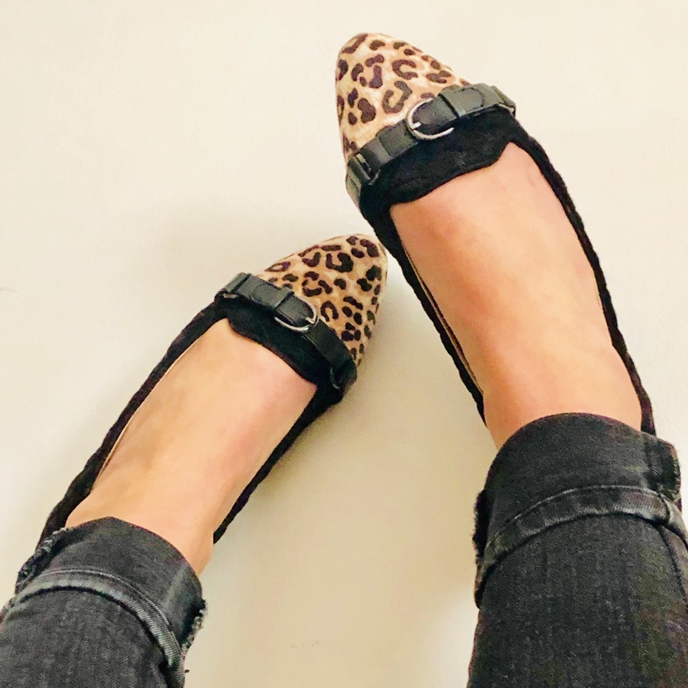 Calf hair leopard print flats